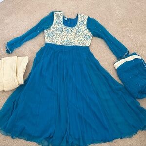 Blue and cream Pakistani Indian dress